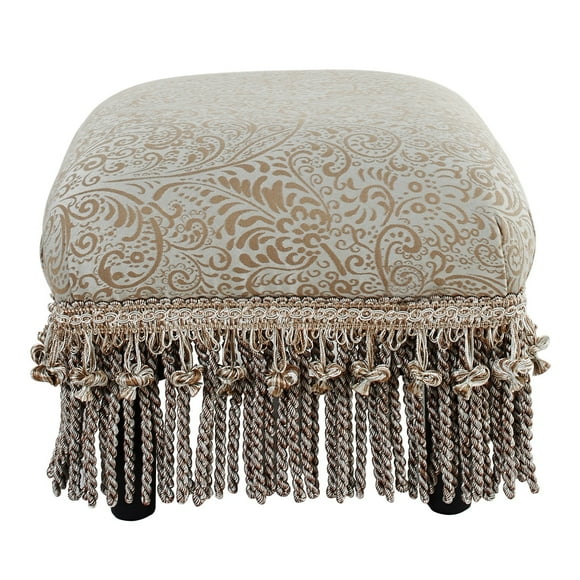 Fiona Traditional Decorative Footstool Teal Tan Polyester