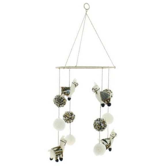 Fiona Walker England Handmade Organic Pretty Llama Nursery Mobile For Baby Room