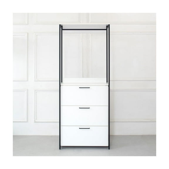 Fiona Wood and Metal Walk-in Closet with Three Drawers