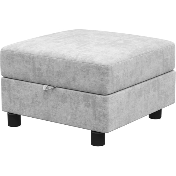 Fiona's magic Storage Ottoman for Modular Sectional Sofa, Square Ottoman Chenille Footstool Freely Configurable, Light Grey