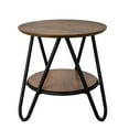 thumbnail image 1 of Fionafurn 15.7" Round Modern Side Accent, End Table with Metal Legs and Wooden Tabletop for Bedroom Living Room Patio Garden Balcony Yard,Rustic Brown, 1 of 9