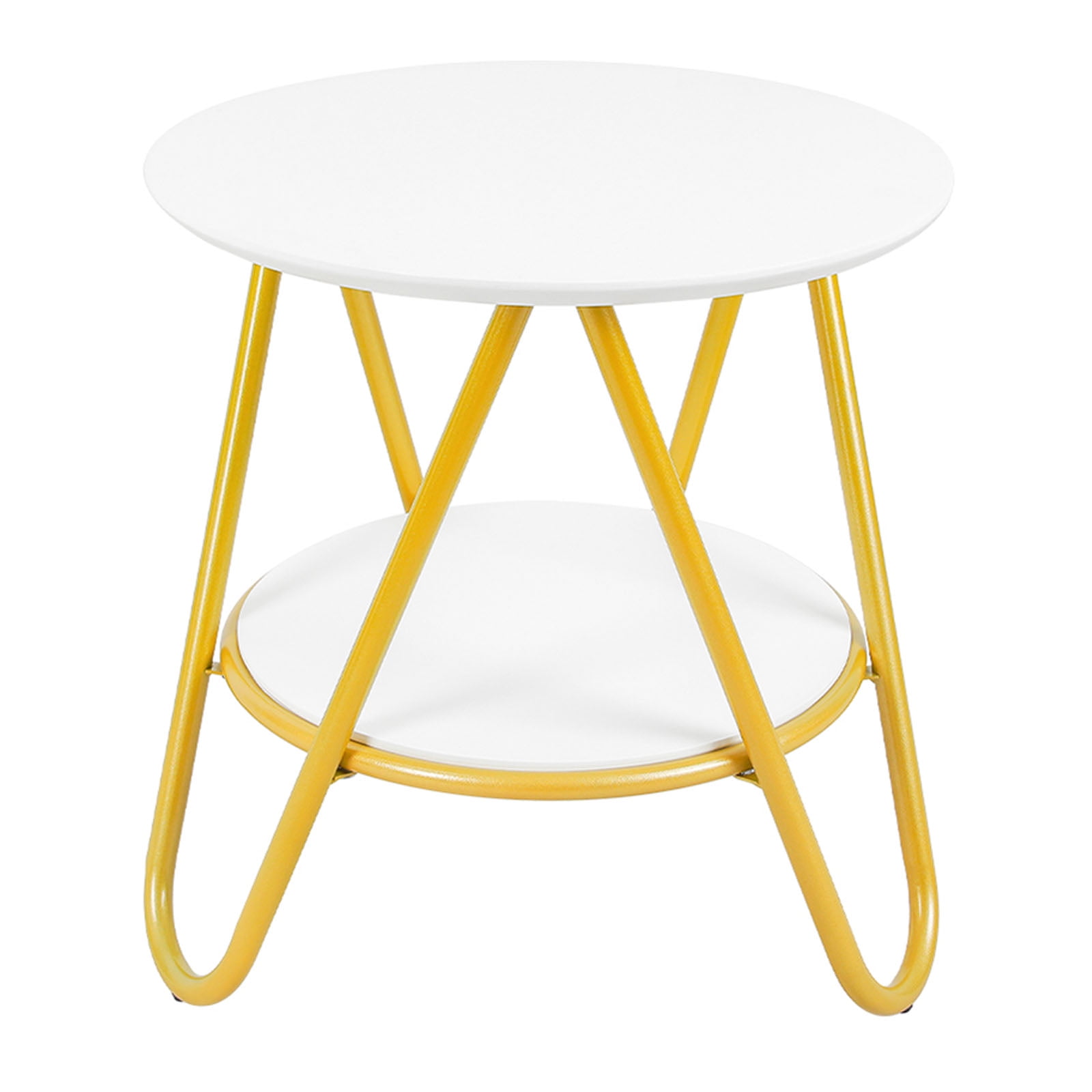 Fionafurn 15.7" Round Modern Side Accent, End Table with Metal Legs and