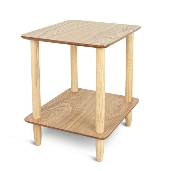 Fionafurn 15.7"x15.7" Modern Side Accent, Double Layered Wooden End Table for Bedroom Living Room Balcony Yard Natural