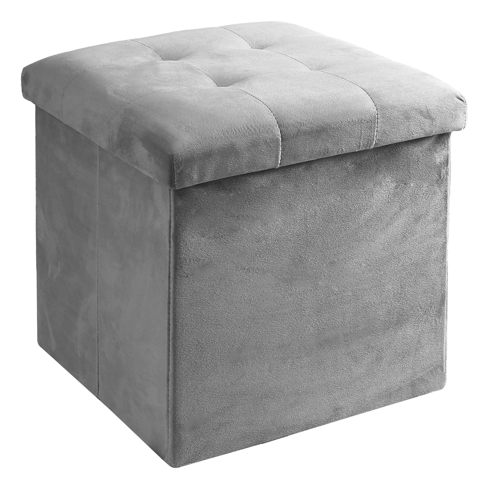 Fionafurn 15" Velvet Collapsible Storage Ottoman, Gray