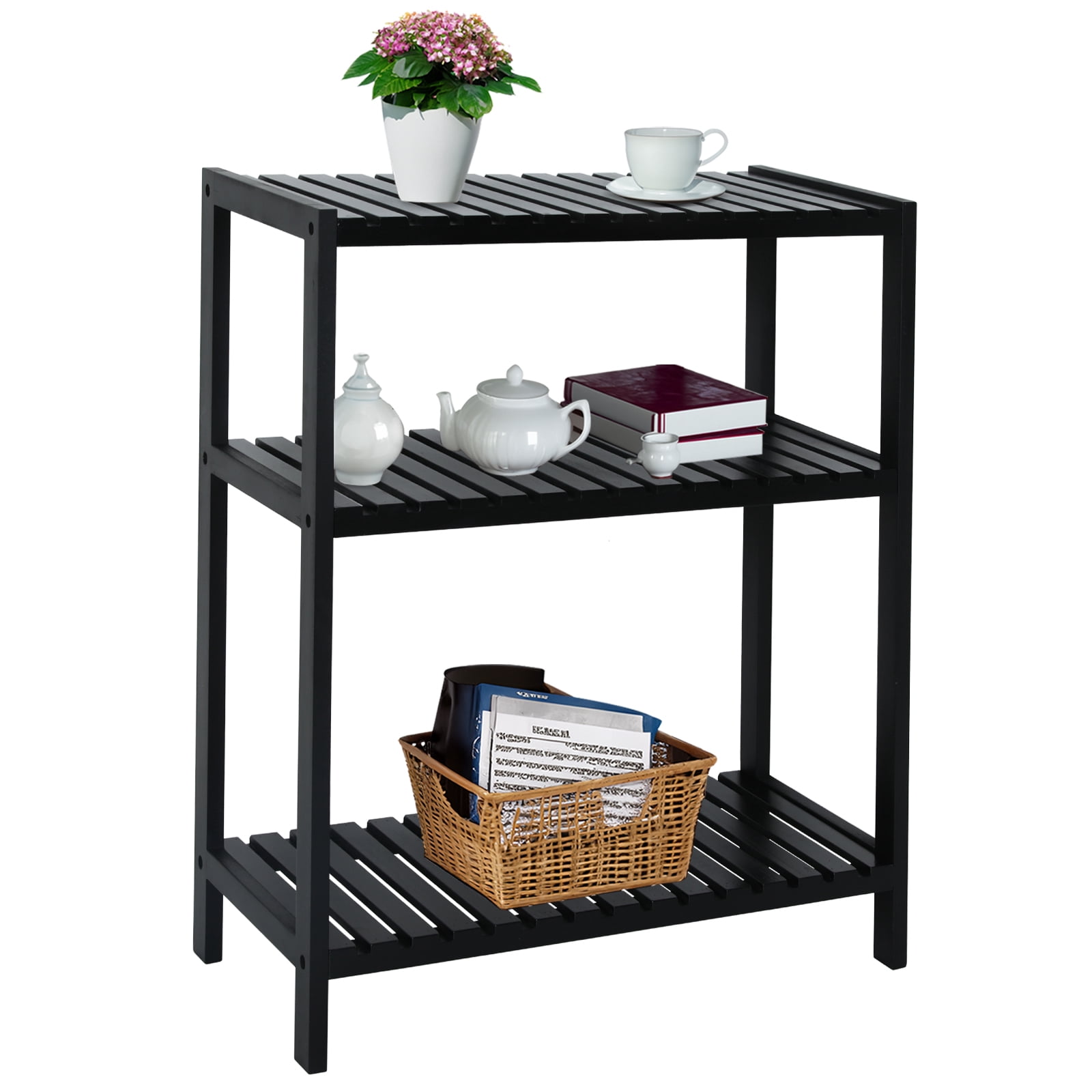 Fionafurn 3-Tier Pine wood Plants Rack,Multifunctional Flower Storage ...