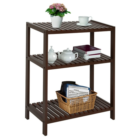 Fionafurn 3-Tier Pine wood Plants Rack,Multifunctional Flower Storage Shelf,Brown,23.3'L*27.4'H