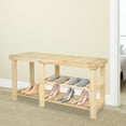 thumbnail image 1 of Fionafurn 33.5" Solid Wood Shoe Bench 3-Tier Shoe Storage Rack Organizer for Entryway Hallway Closet Living Room Bathroom, Natural, 1 of 10