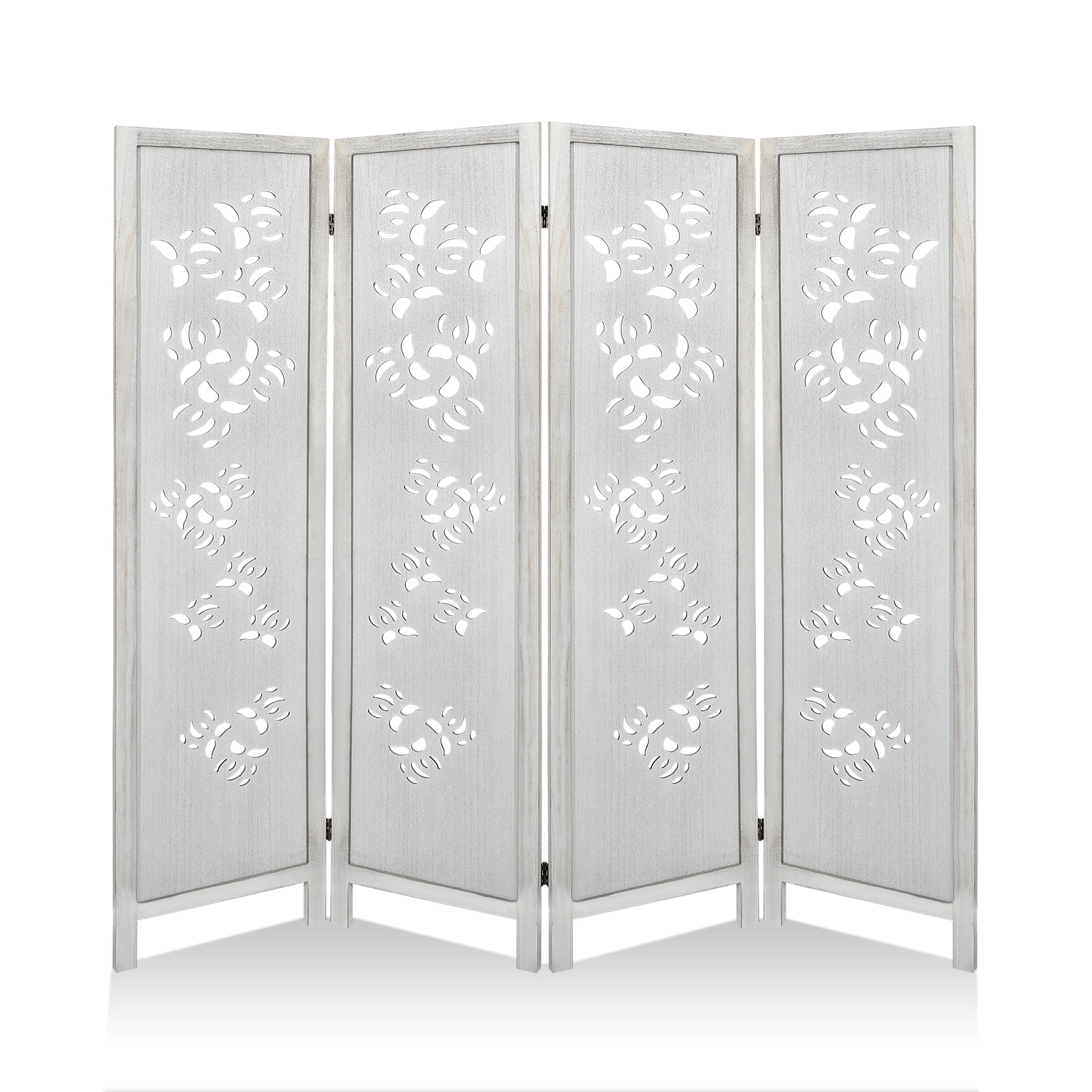 Fionafurn 4 Panel Carved Room Dividers Folding Screen Freestanding