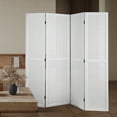 thumbnail image 1 of Fionafurn 4-Panel Room Divider Pegboard Display Folding Wood Portable Freestanding, Wall Organizer 67" (Aged White), 1 of 10