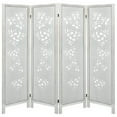 thumbnail image 1 of Fionafurn 4 Panels Wood Carved Room Divider - Folding Privacy Screen, White, #K1, 1 of 6
