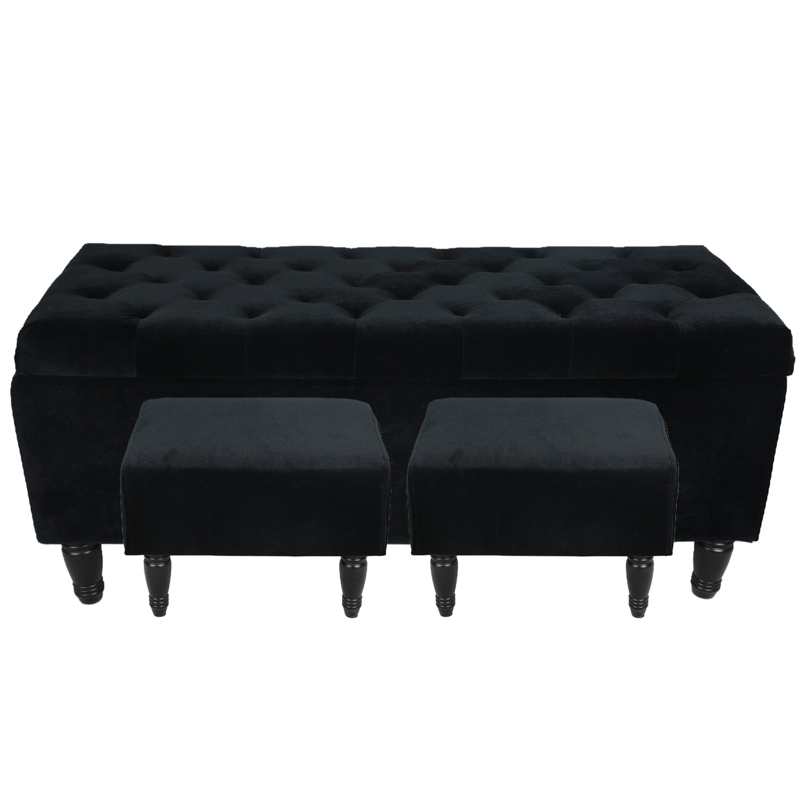 Fionafurn 43.3" Rectangular Velvet Storage Ottoman Bench with 2