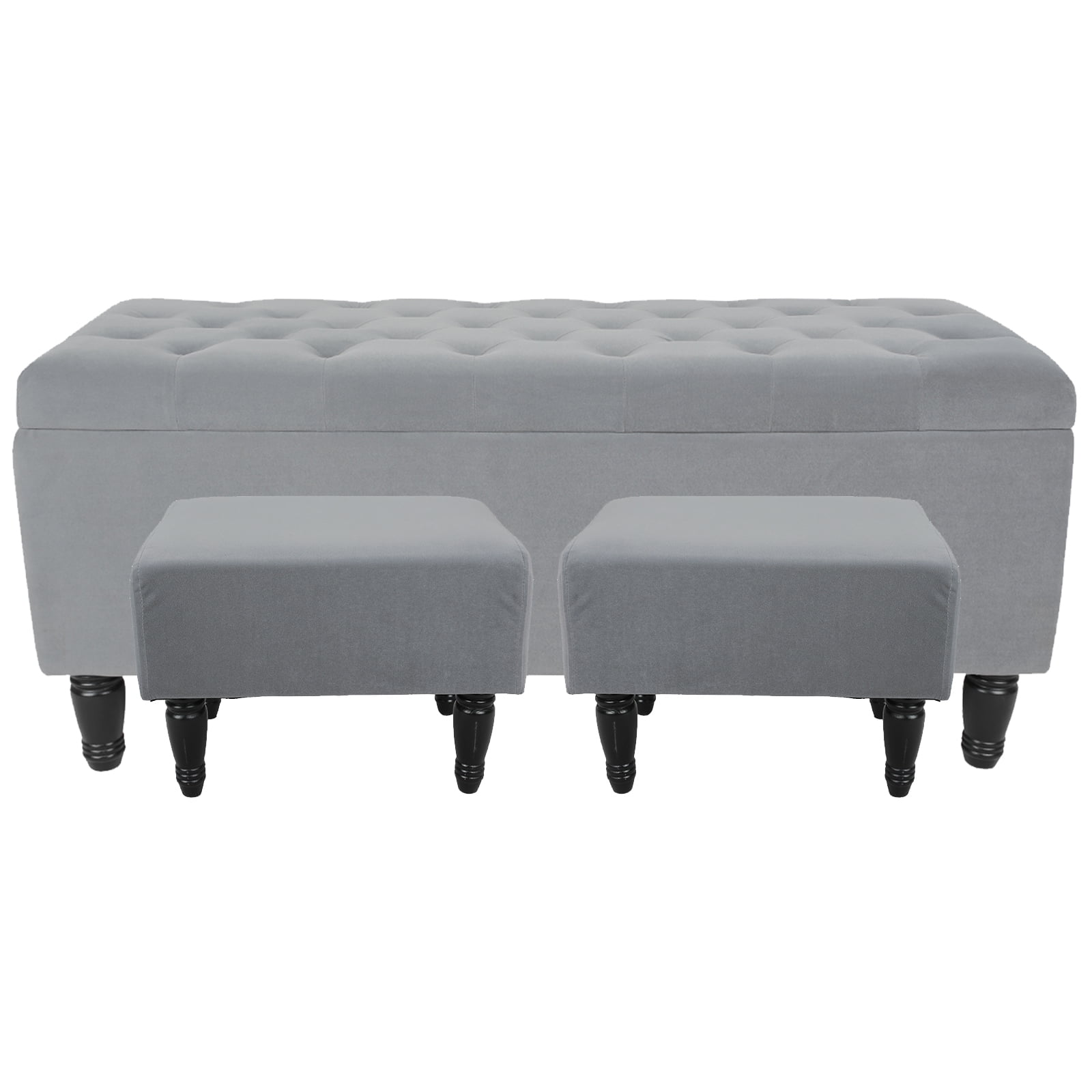 Fionafurn 43.3" Rectangular Velvet Storage Ottoman Bench with 2