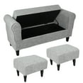 thumbnail image 1 of Fionafurn 47" Arm Ottoman with Storage and 2 Footstools,Large Storage Bench for Bedroom, Living Room, Linen-Light Gray, 1 of 11