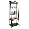 thumbnail image 1 of Fionafurn 5 Tier Ladder Shelf Bookshelf Open Storage Rack with Metal Frame，for Home Office,Black panel, 1 of 8