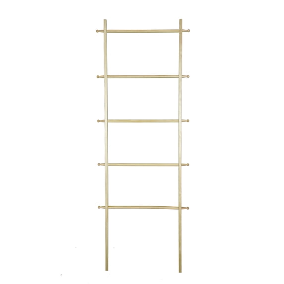 Fionafurn 64in(H) Blanket Ladder, Modern Wood Rack Farmhouse Ladder Shelf for Blankets,5-Tier Natural