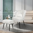 thumbnail image 1 of Fionafurn Accent Chairs with Ottoman,Vanity Guest Chair with Metal Legs,Lumbar Pillow,Cream White, 1 of 8