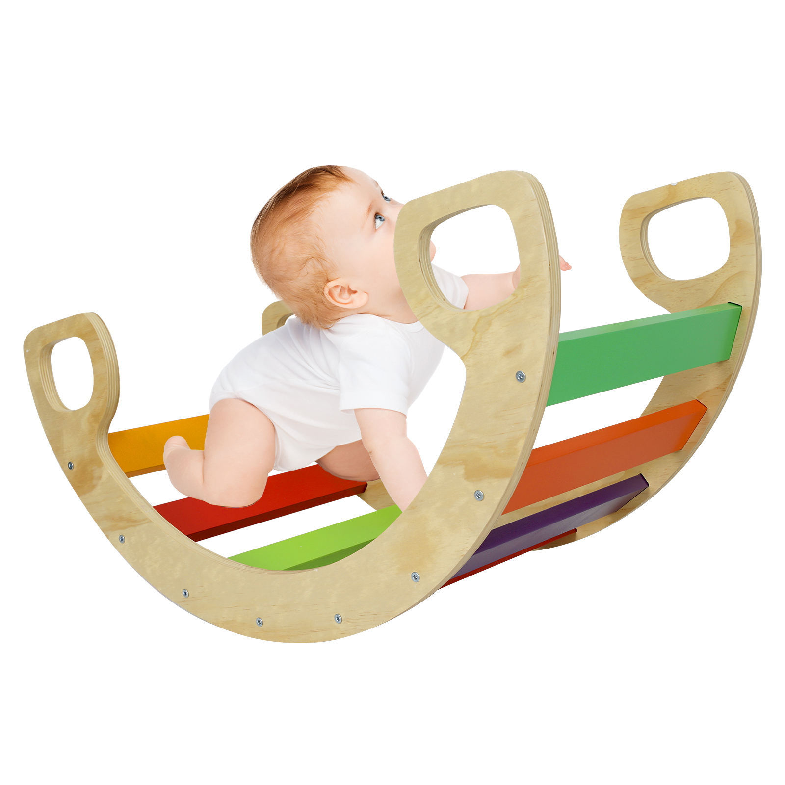 Fionafurn Climbing Arch Rocker,Rainbow Rocking Climber Frame,Montessori