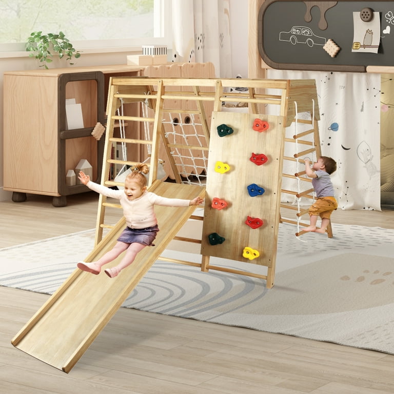 Kids Small Wooden Climbing Frame With Slide TP Toddler Climbing