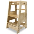 thumbnail image 1 of Fionafurn Kids Wooden Step Stool with Safety Rail, Adjustable Height Standing Tower Learning Stool for Kitchen Counter (Natural), 1 of 8