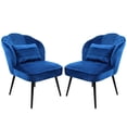 thumbnail image 1 of Fionafurn Modern Velvet Chair Set of 2,Upholstered Leisure Adult Sofa Chair with Metal Legs,Blue, 1 of 8