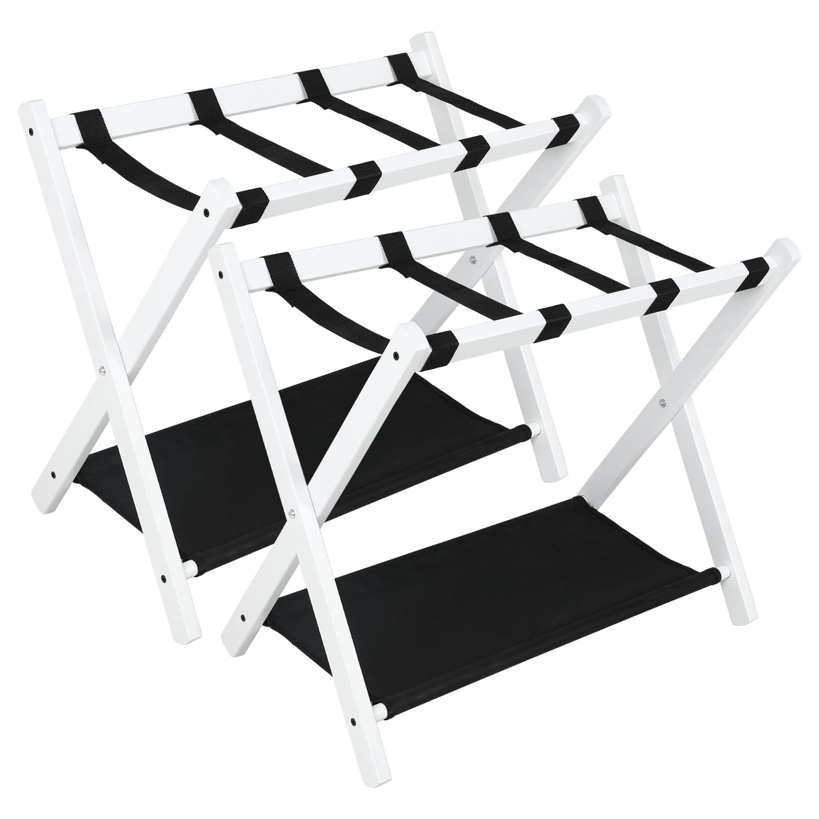 Fionafurn Pack of 2 Premium Solid Wood Luggage Rack,with Nylon Straps ...