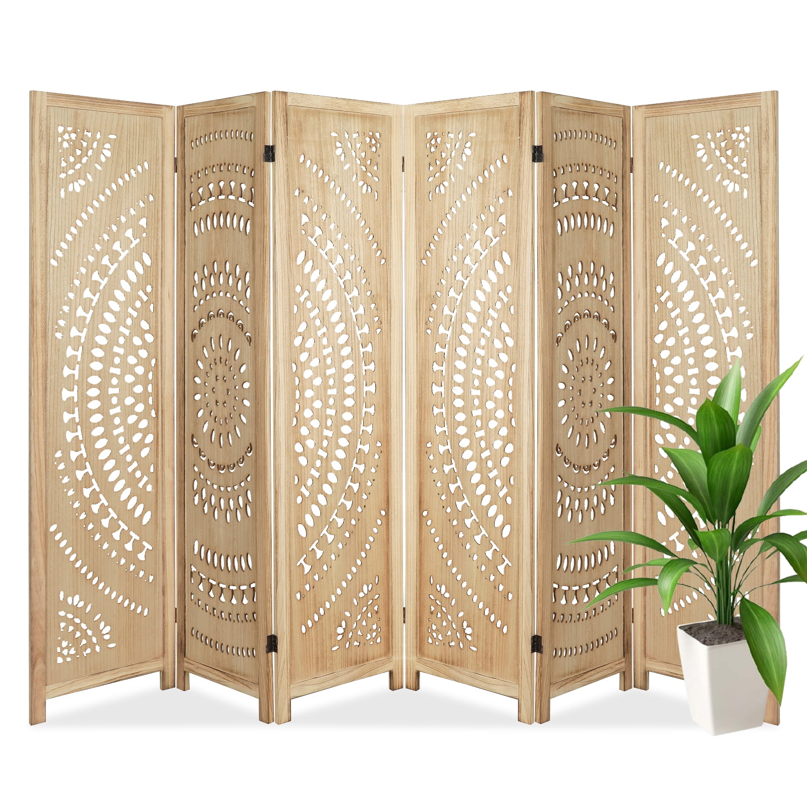 Fionafurn Panel Carved Wood Room Dividers 5.6FT Room Divider and