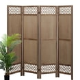 thumbnail image 1 of Fionafurn Room Divider 4 Panel, Wooden Folding Privacy Screens Portable Partition Room Dividers,Brown, 1 of 7