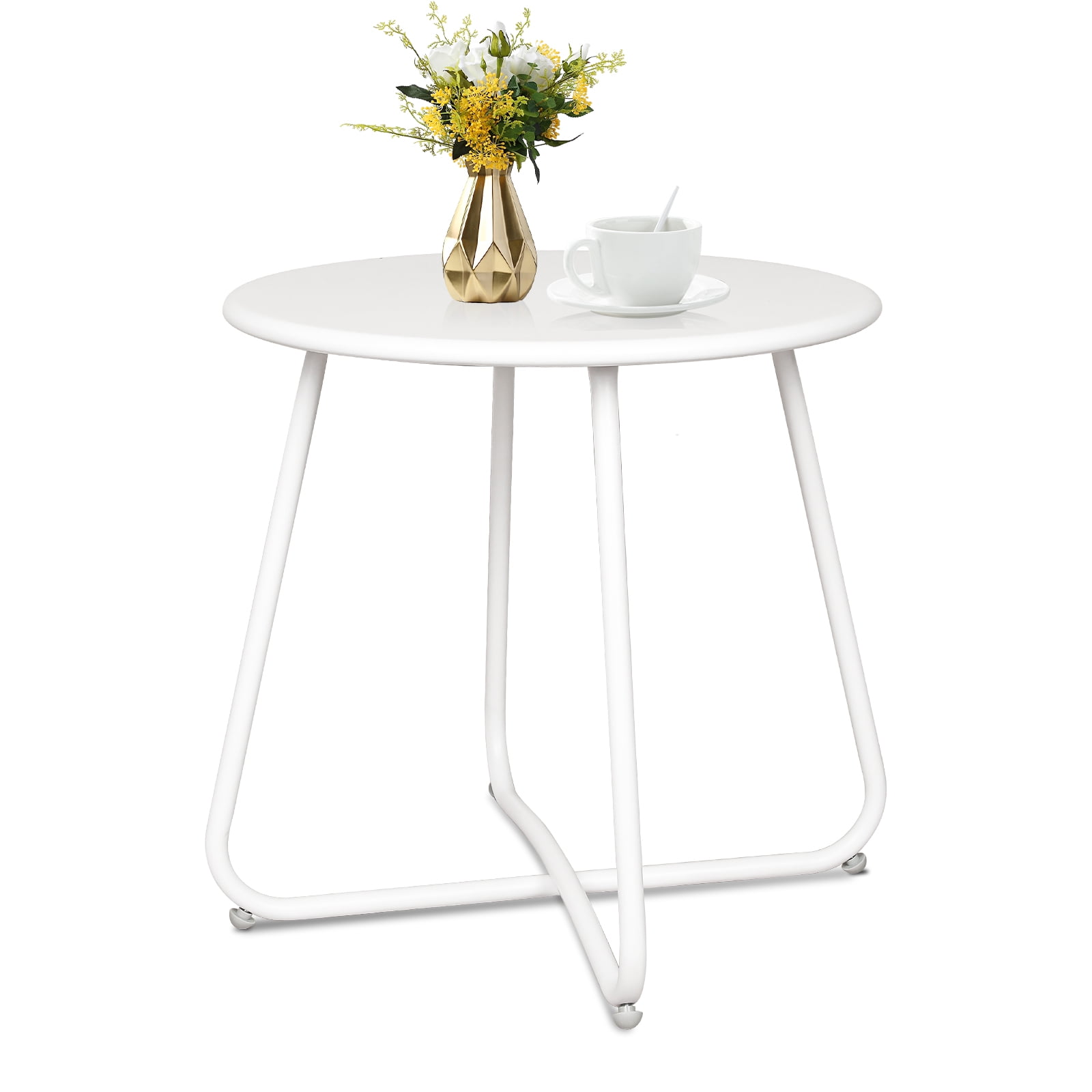 Fionafurn Round Metal Side Table, End Table, Small Patio Coffee Table