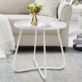 thumbnail image 1 of Fionafurn Round Side Table, Metal End Table, Small Patio Coffee Table for Porch Yard Balcony Garden, White, 1 of 7