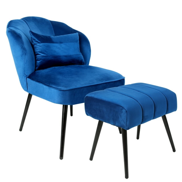 Fionafurn Velvet Accent Chair with Ottoman Set for Living Room, Modern ...