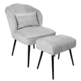 thumbnail image 1 of Fionafurn Velvet Accent Chair with Ottoman Set, Modern Wingback Chair, Gray, 1 of 7