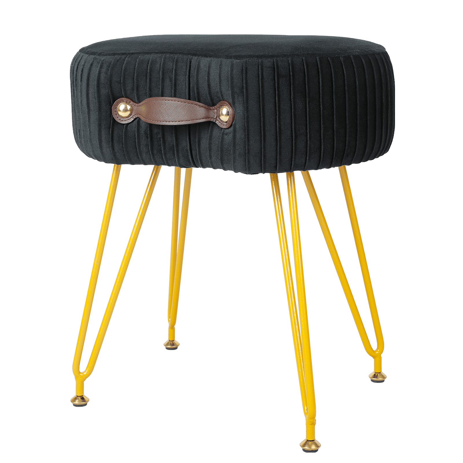 Fionafurn Velvet Vanity Stool Ottoman, Upholstered Pleated Makeup Chair