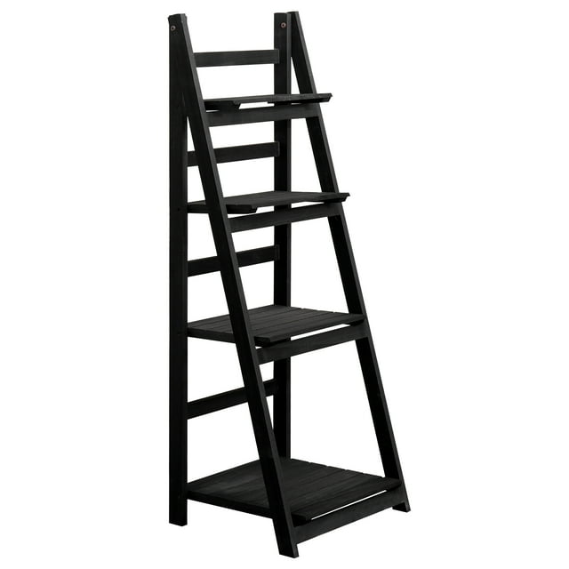 Fionafurn Wooden 4Tier Ladder Shelf Foldable Bookshelf Plant Stand