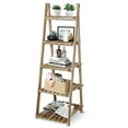 thumbnail image 1 of Fionafutn 5-Tier Ladder Shelf Bookshelf Bookcase Storage Display Plant Leaning Shelf ,Natural, 1 of 8