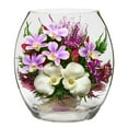 thumbnail image 1 of Fiora Flower Long-Lasting Purple Orchids with Greenery in a Flat Rugby Glass Vase, 1 of 8