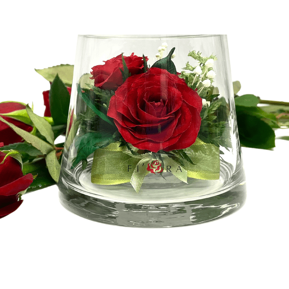 Fiora Flower | Long Lasting Real Roses in a Sealed Vase | Lasts up to 5 Years | Unique Present Gift