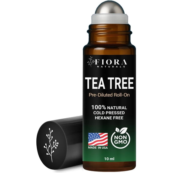 Fiora Naturals Tea Tree Oil Roll On - 100% Natural Tea Tree Essential Oil for Skin, Face, Acne, Nails, Cuticles, Scalp & Aromatherapy Wellness