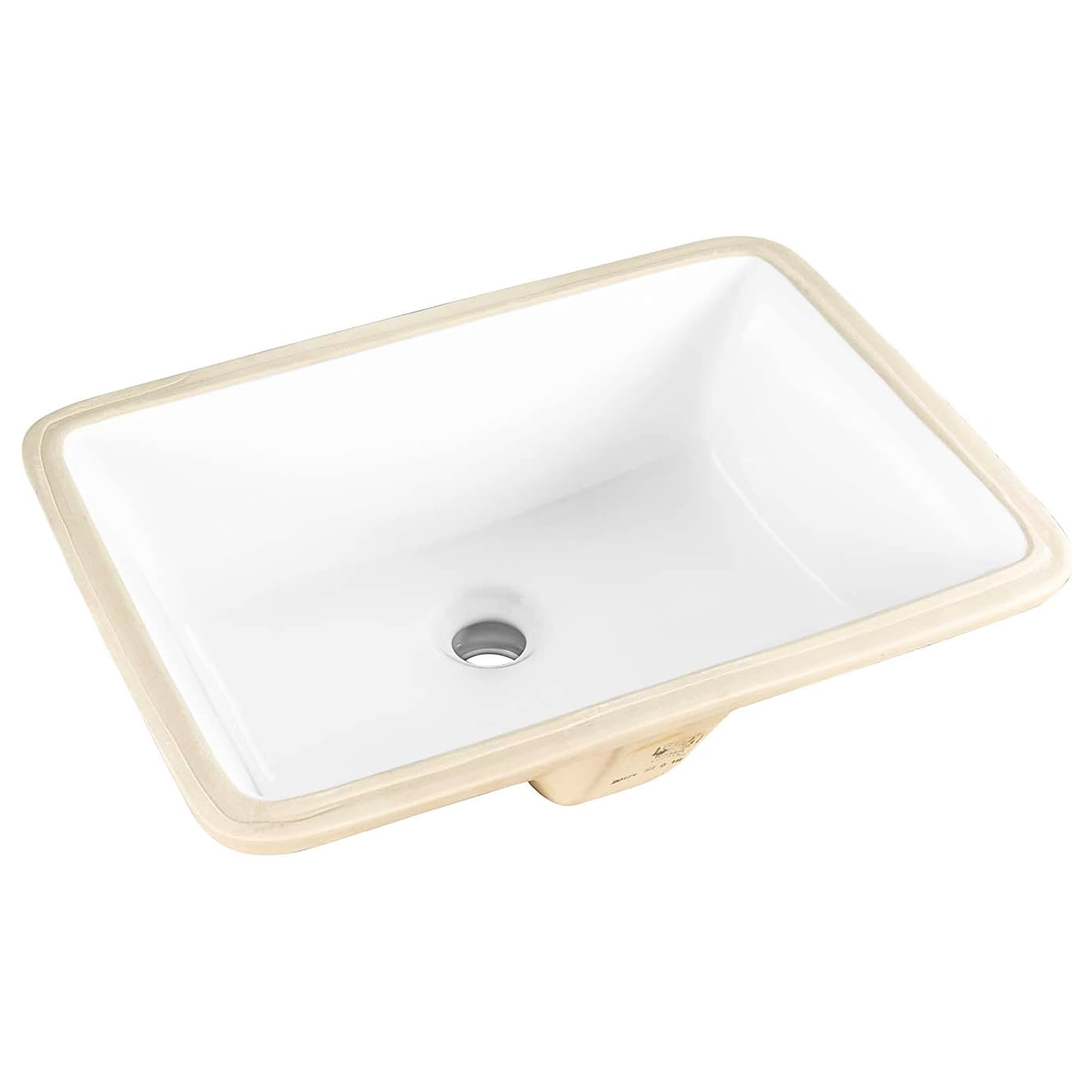 Fiore 2015, 20''x15'' Rectangle Undermount Bathroom Sink w/Concealed Overflow hole, Modern Style Porcelain Ceramic Lavatory, White Vanity Vessel Sink
