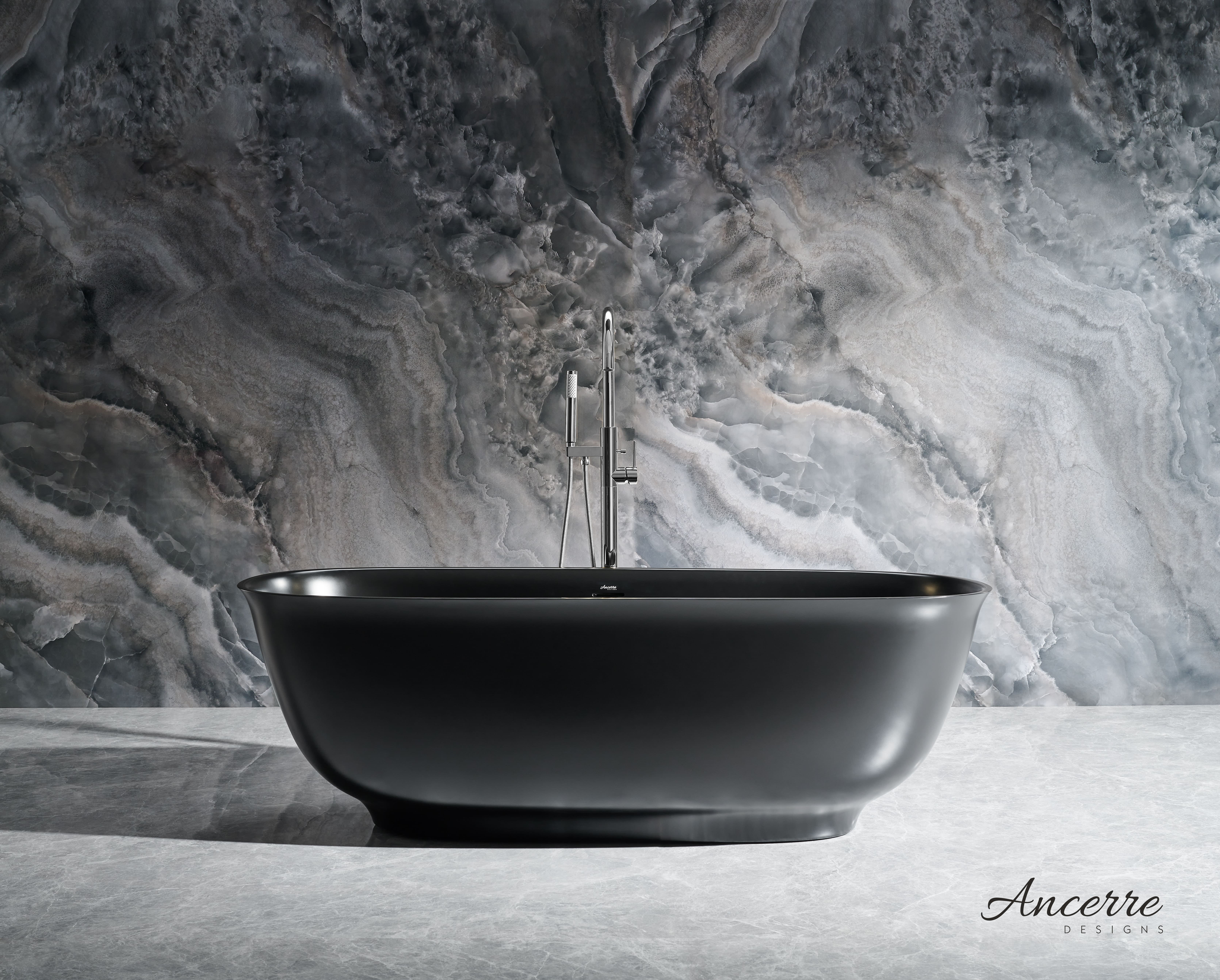 Fiore 67'' Matte Black Acrylic Freestanding Bathtub