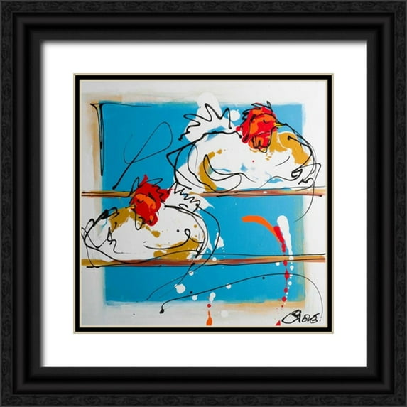 Fiore, Art 26x26 Black Ornate Wood Framed with Double Matting Museum Art Print Titled - Sleeping and dreaming