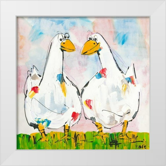 Fiore, Art 26x26 White Modern Wood Framed Museum Art Print Titled - Goats