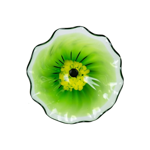 Fiore Bloom Green 12 Diameter Hand Blown Glass Flower Art Glass with Wall Mounting Bracket