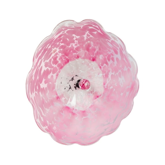 Fiore Hand Blown Art Glass Wall Décor with Floral Finial Centerpiece, Pink, 14" Diameter