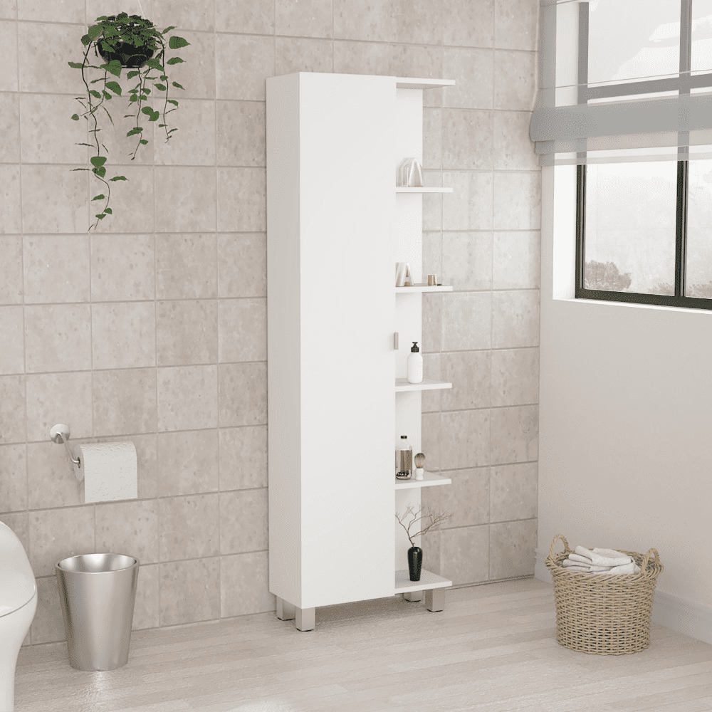 Elegant White Freestanding Corner Cabinet with Adjustable Shelving