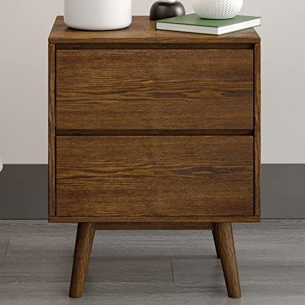 Fiore Mid Century Modern Nightstand - Dark Brown Bedroom Accent Table ...
