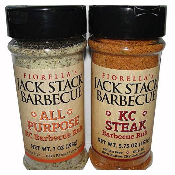 Fiorella's Jack Stack Barbecue All Purpose BBQ Rub 7 Oz and KC Steak BBQ Rub 5.75 Oz Bundle Variety Pack
