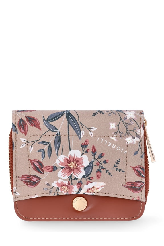 Women's Elizabeth Zip Around Wallet, Brown Floral