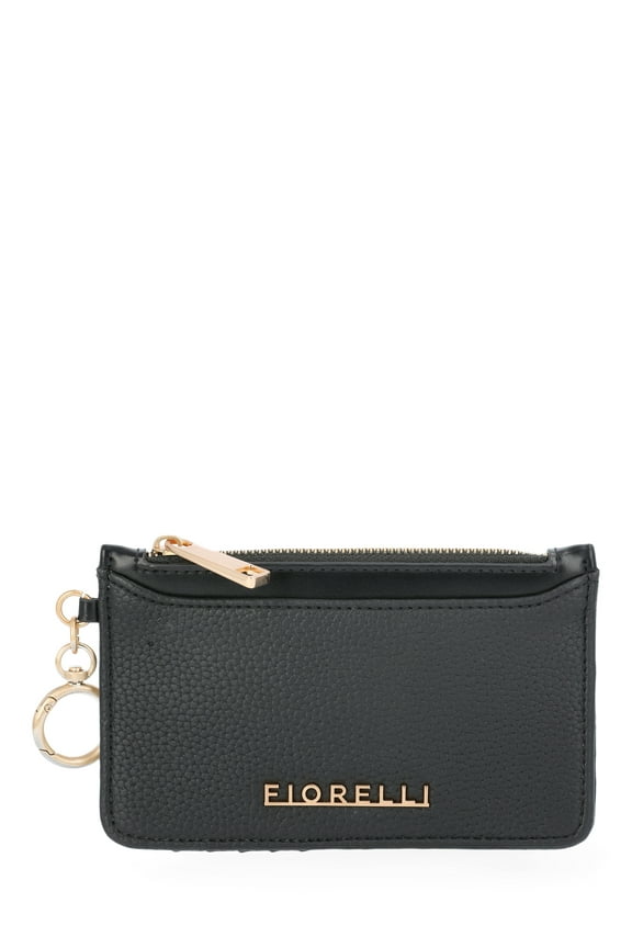 Women's Natalie Zip Top Card Case Wallet, Black