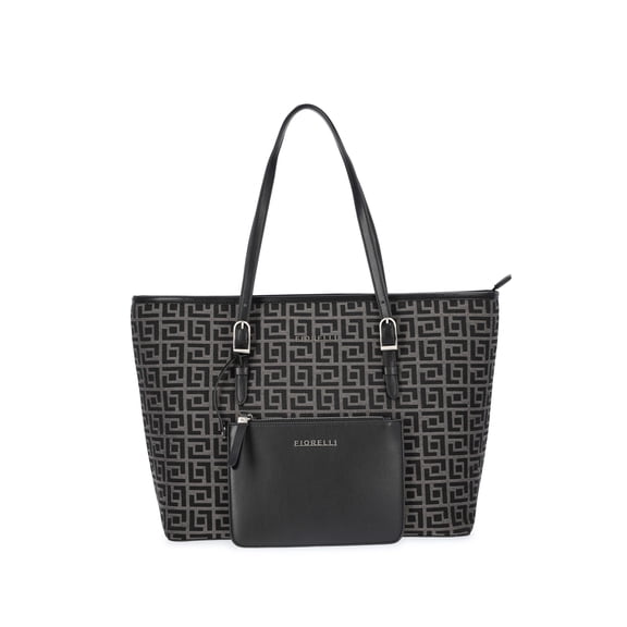 Fiorelli Women's Savannah Tote Handbag with Detachable Pouch, Black Jacquard