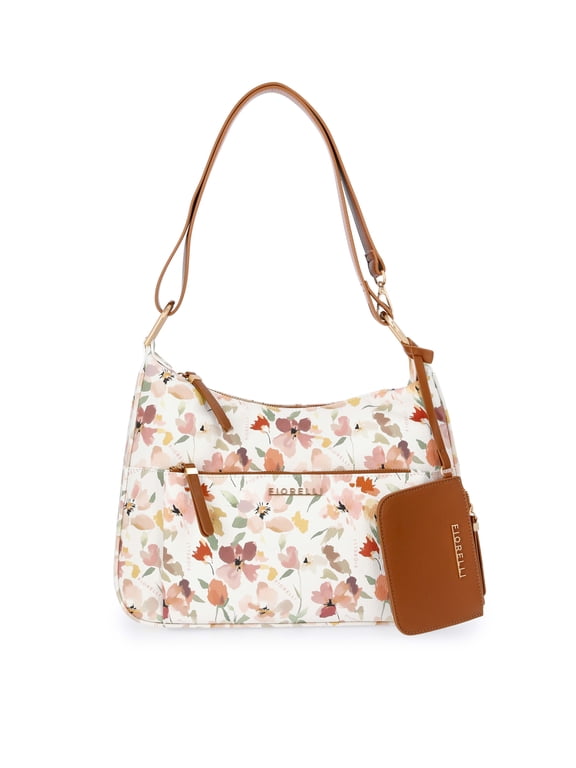 Women's Tally Faux Leather Shoulder Bag with Detachable Pouch, Floral